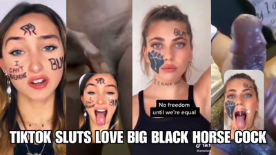 Thumbnail for WHITE TIKTOK SLUTS LOVE BIG BLACK HORSE COCK - BLM BNWO