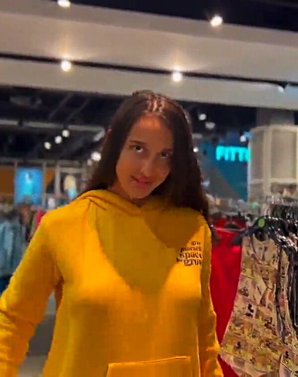Thumbnail for my best friend's braless girlfriend changing clothes in the mall