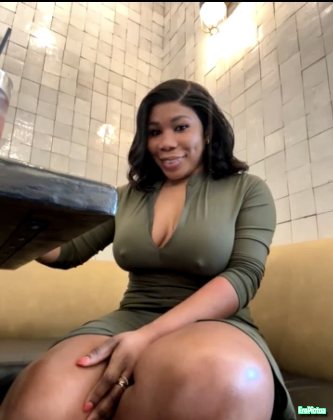Squirt in public photo featuring pussy play in bathroom - Part 8