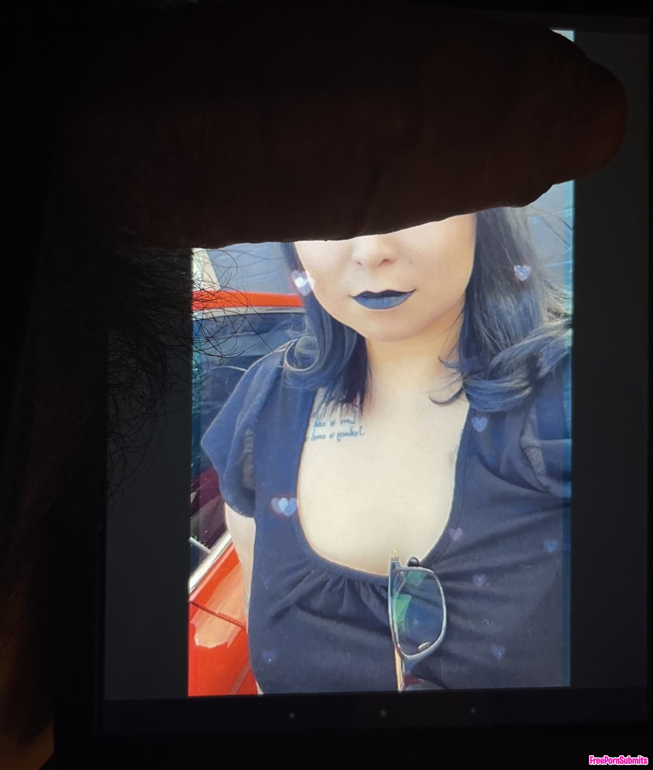 Big goth Latina slut Nancy tribbed by my cock photo featuring slut - Part 4