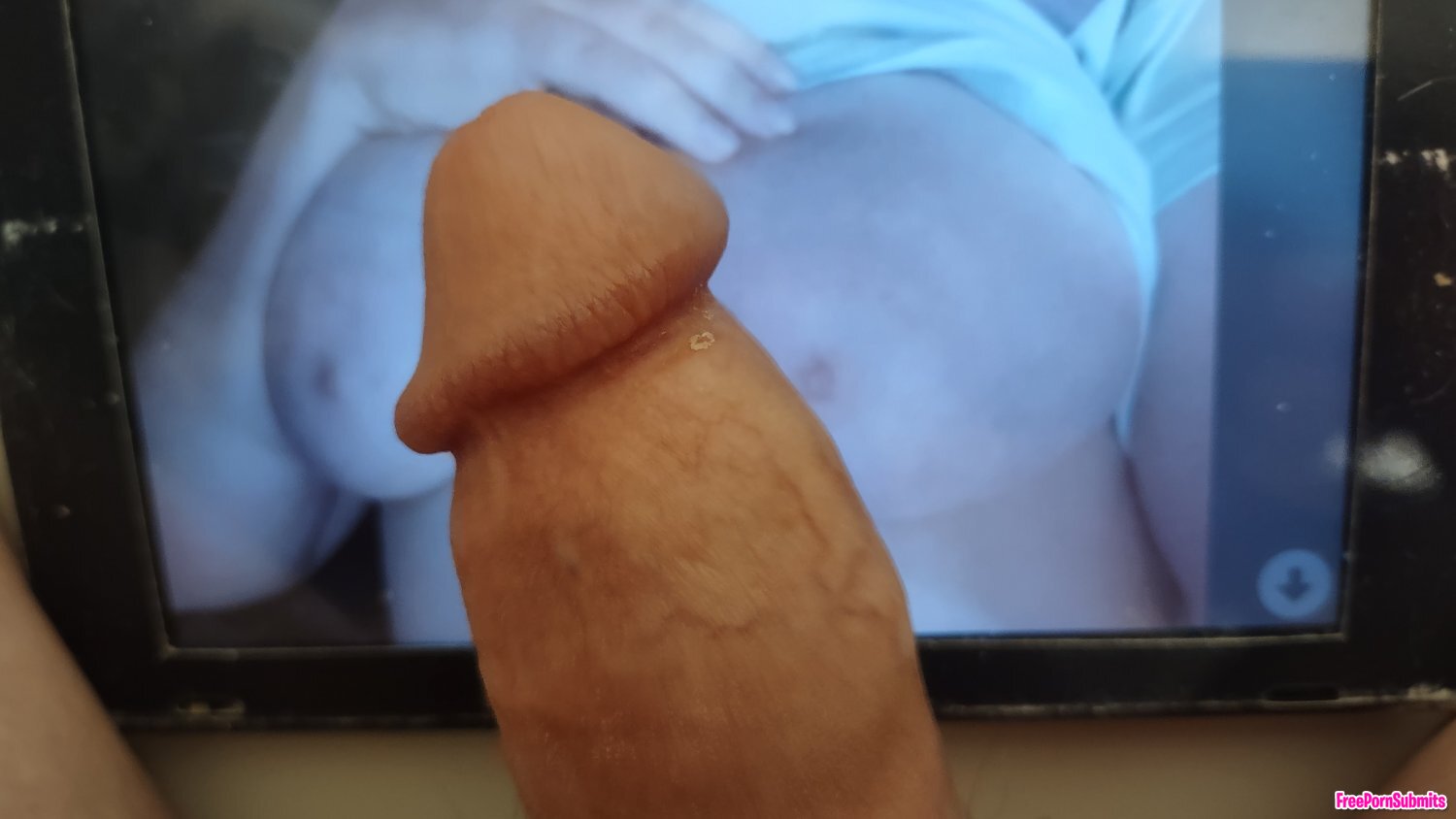 Chubby gf exposed and cock tribute photo featuring rack