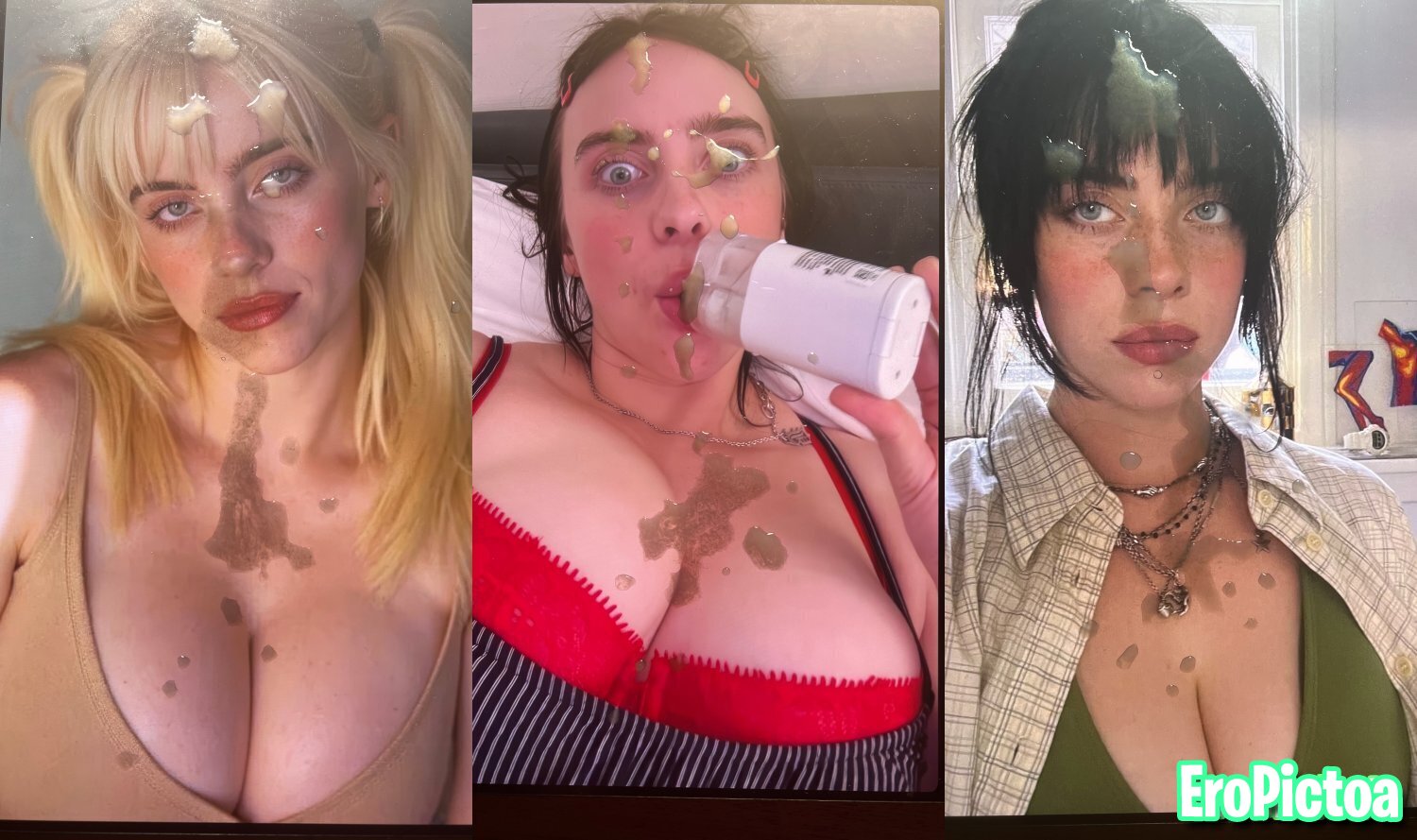 Billie Eilish Cum Tribute - SplitScreen photo featuring Eilish