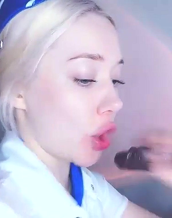 Thumbnail for Russian Blonde sucking globbering deepthroathing dildos