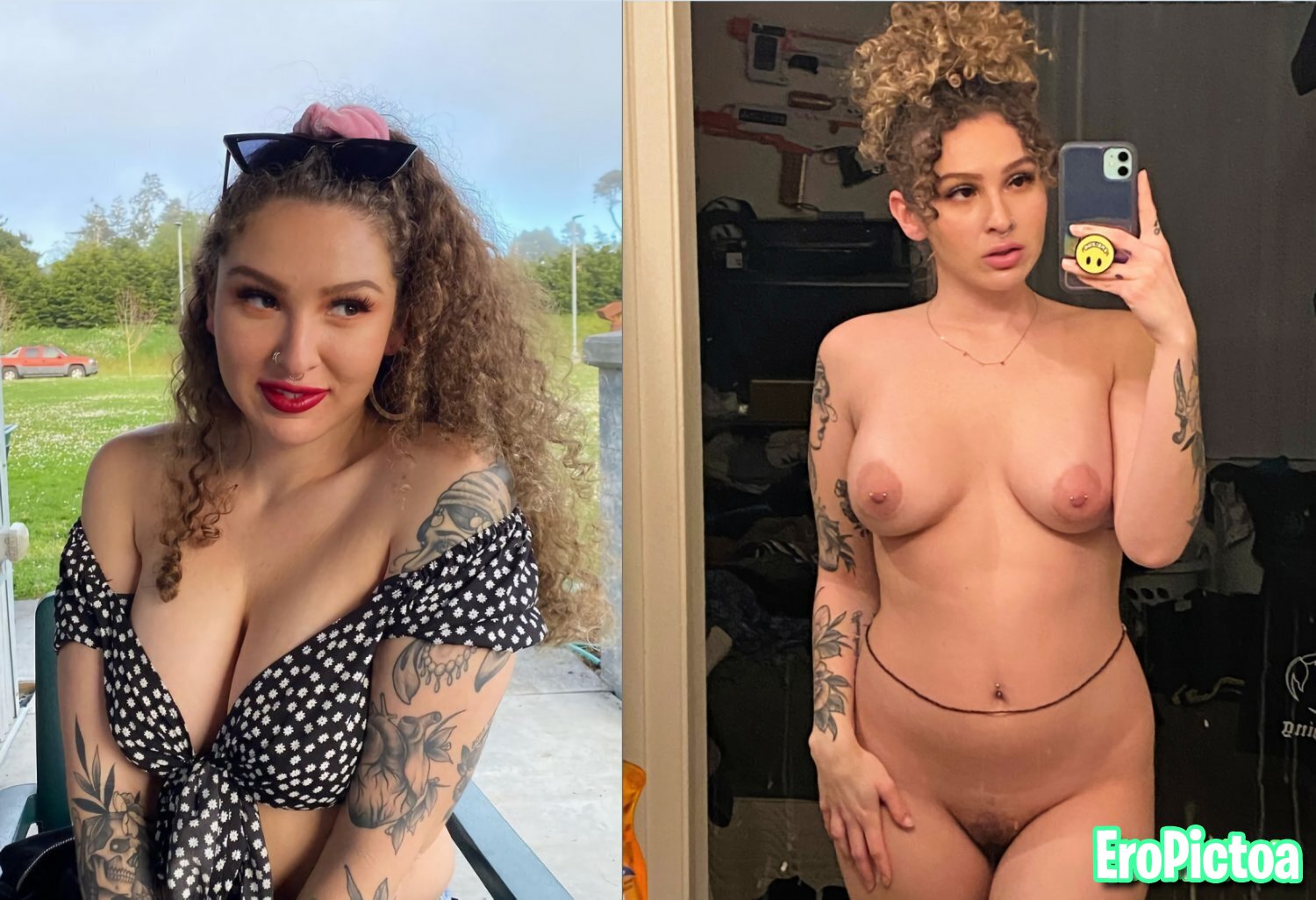 Websluts Before and After photo featuring thot