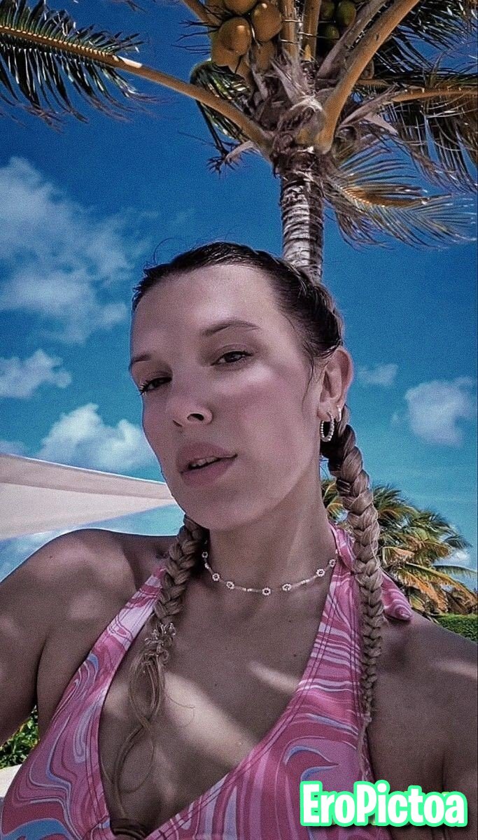 Millie bobby brown 🤤 bikini pics photo featuring Small boobs