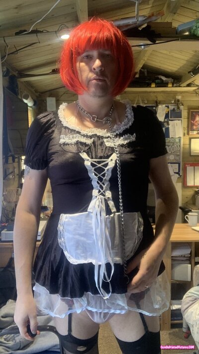 Thumbnail for Dressed sissy being a cock sucker gets a facial