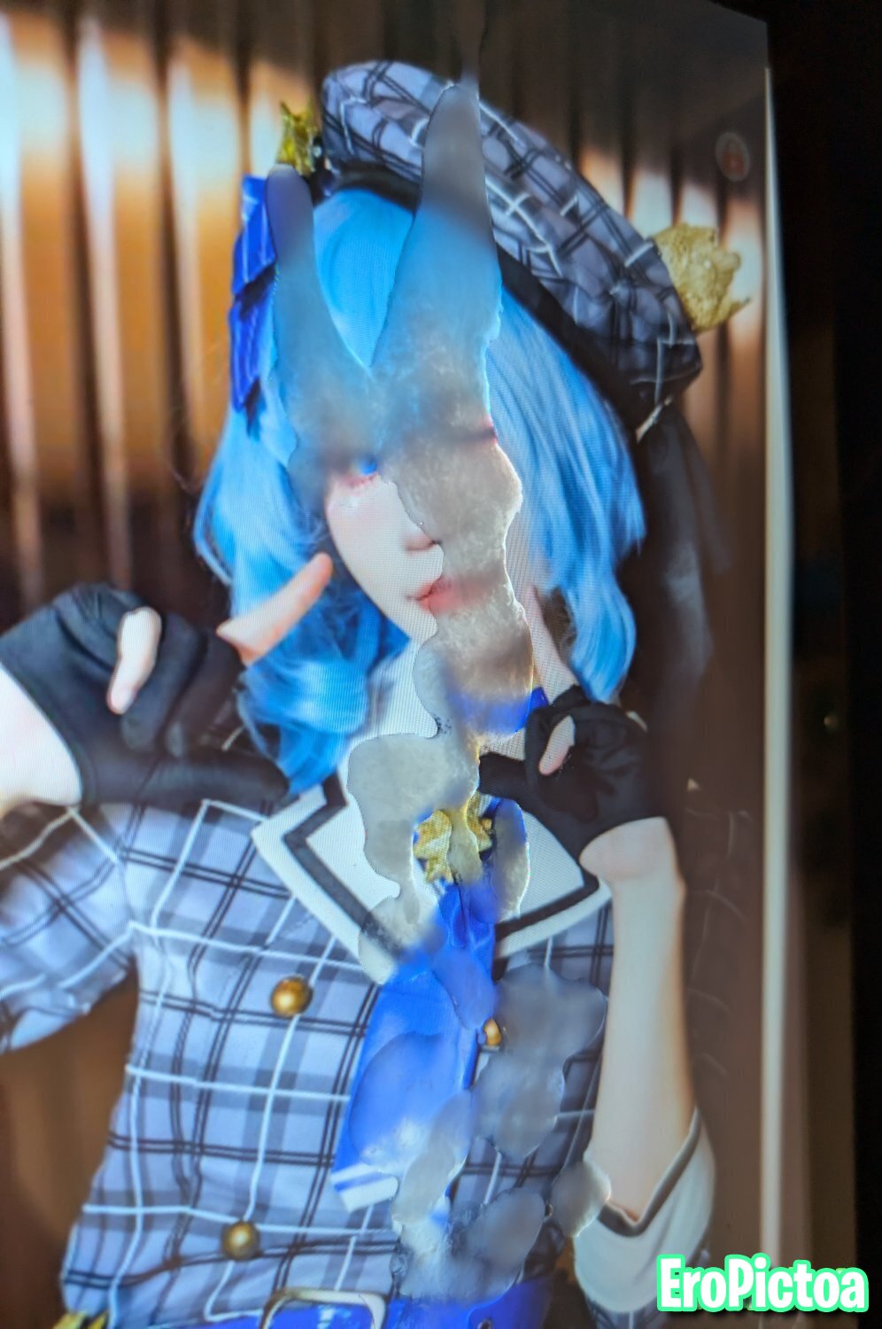 Cumtribute/SOP Suisei cosplayer Hololive commission photo featuring Suisei
