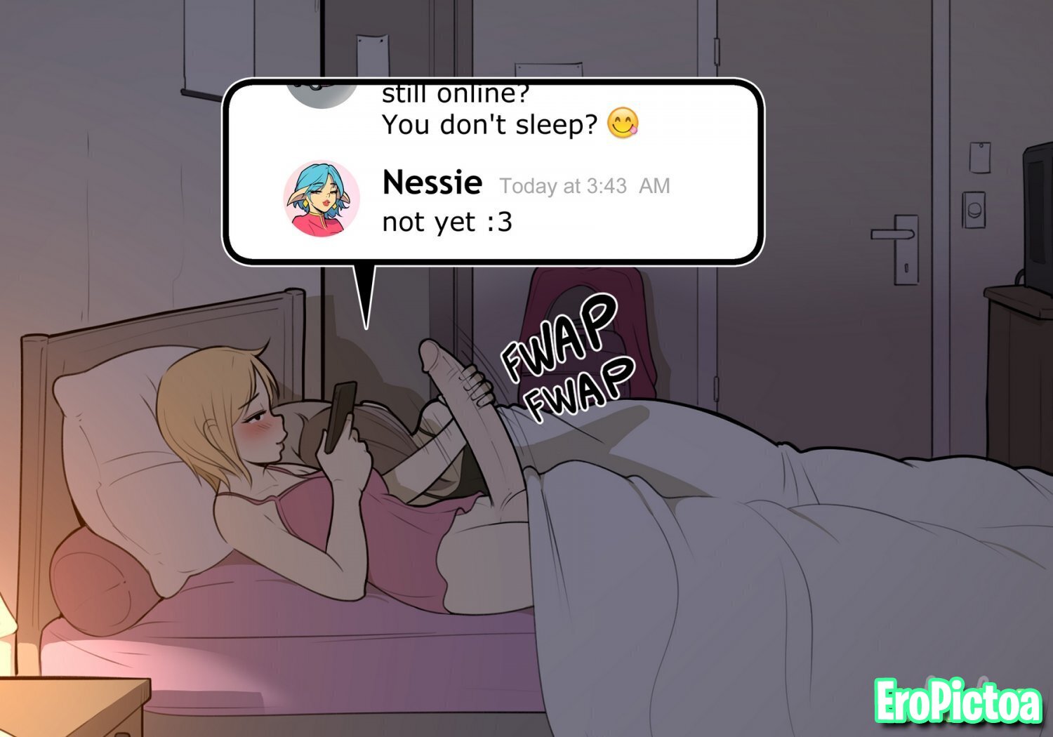Nessie Sexting Alice At Night - Lewdua photo featuring Butt