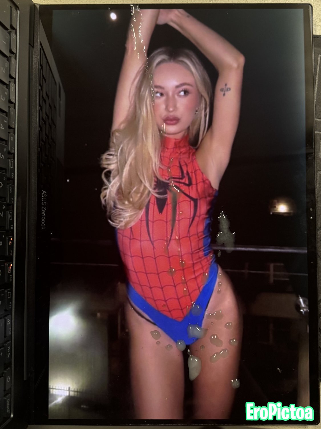 Taylor Hudson cum tribute photo featuring blonde