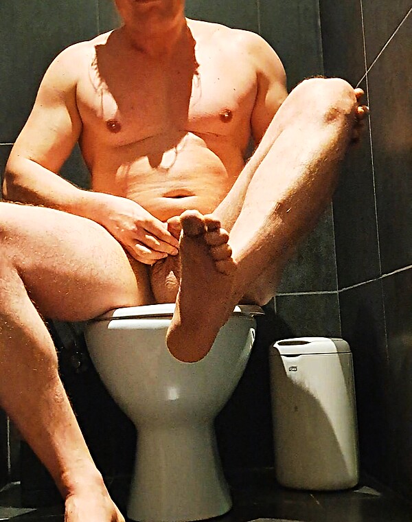 Thumbnail for Foot fag with warm sweaty stinky feet, gooning for cock in public toilet.