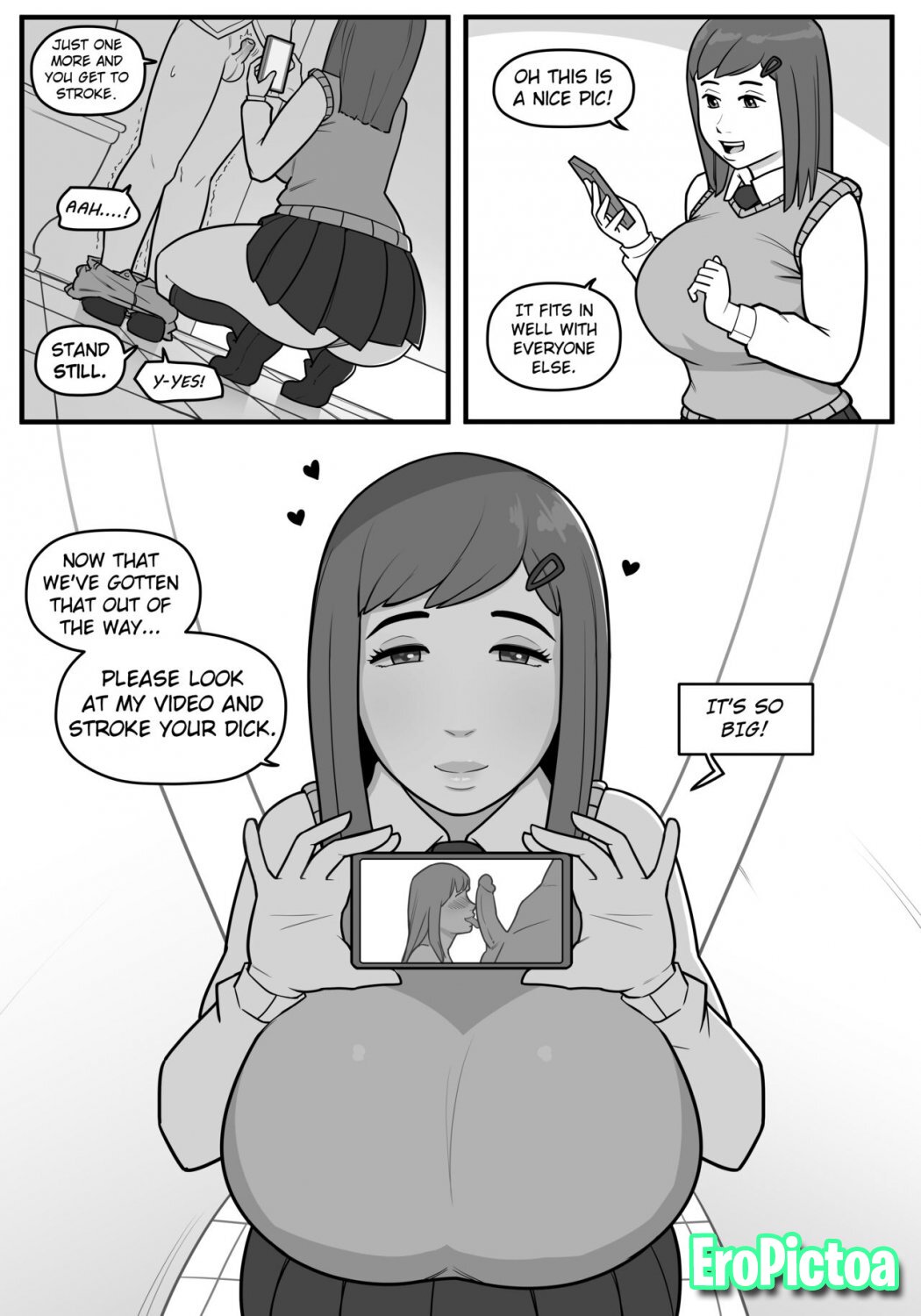 [comic] size gap (english - español) photo featuring busty