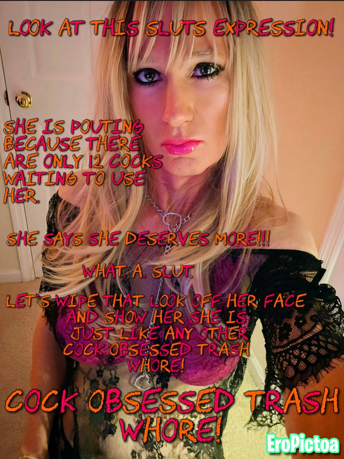 Shelby Swallows Sissy Captioned photo featuring Trans