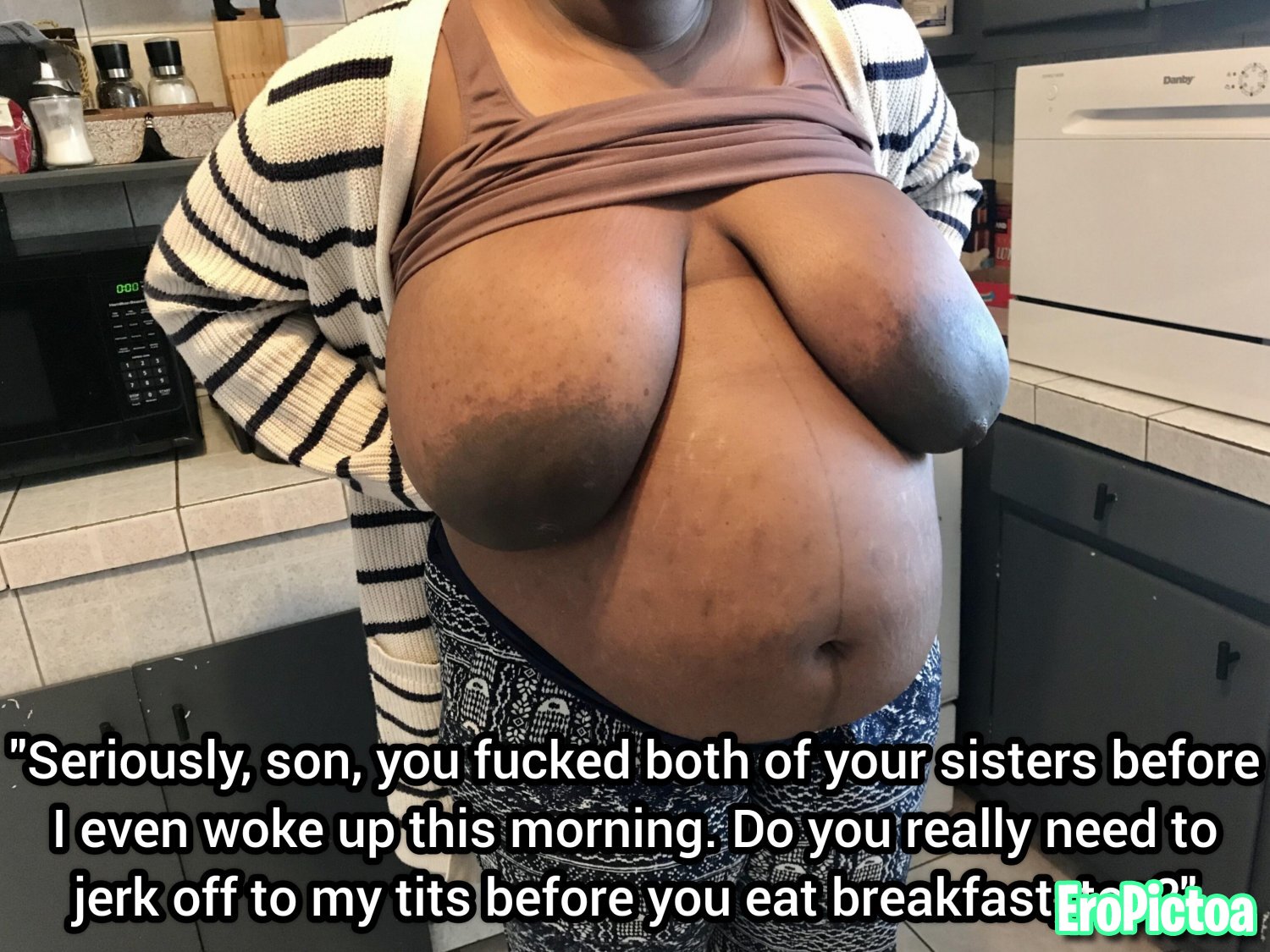Incest Captions photo featuring Big areola
