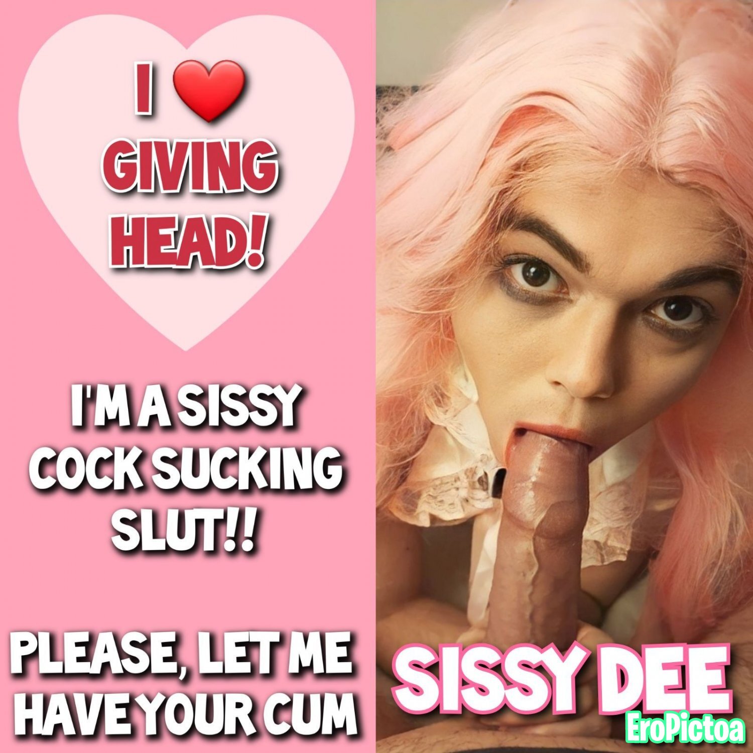I ❤ GIVING HEAD! -Sissy Captions- photo featuring Captions
