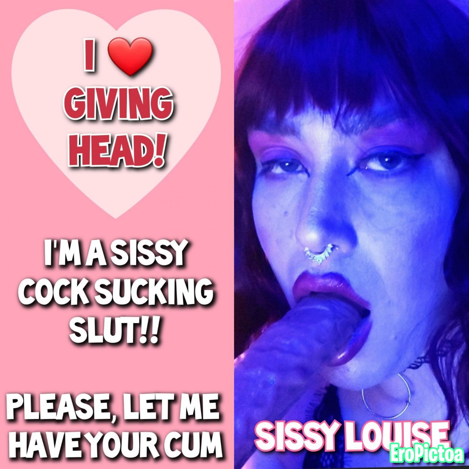 I ❤ GIVING HEAD! -Sissy Captions- photo featuring Dildo