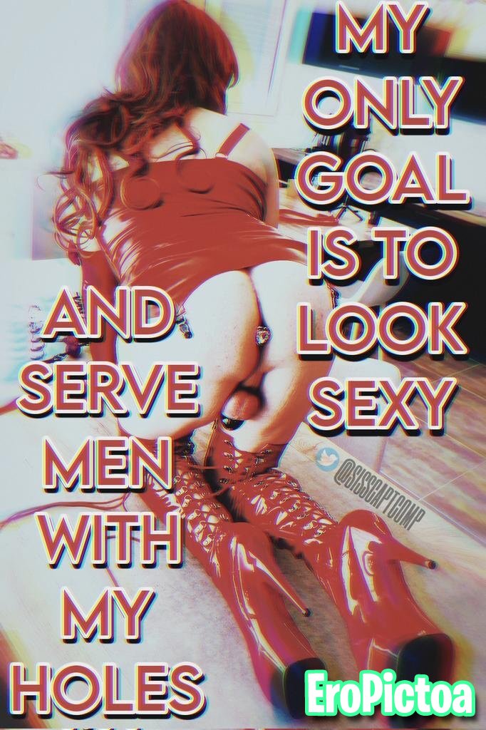 Sissy captions photo featuring chastity