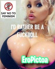 brainless bimbo captions photo featuring fake tits