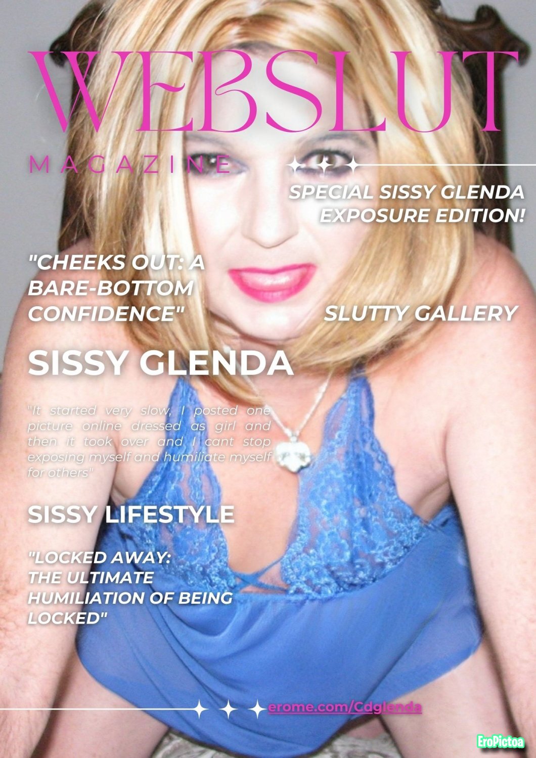 Webslut magazine with captions featuring Sissy Glenda photo featuring sissy