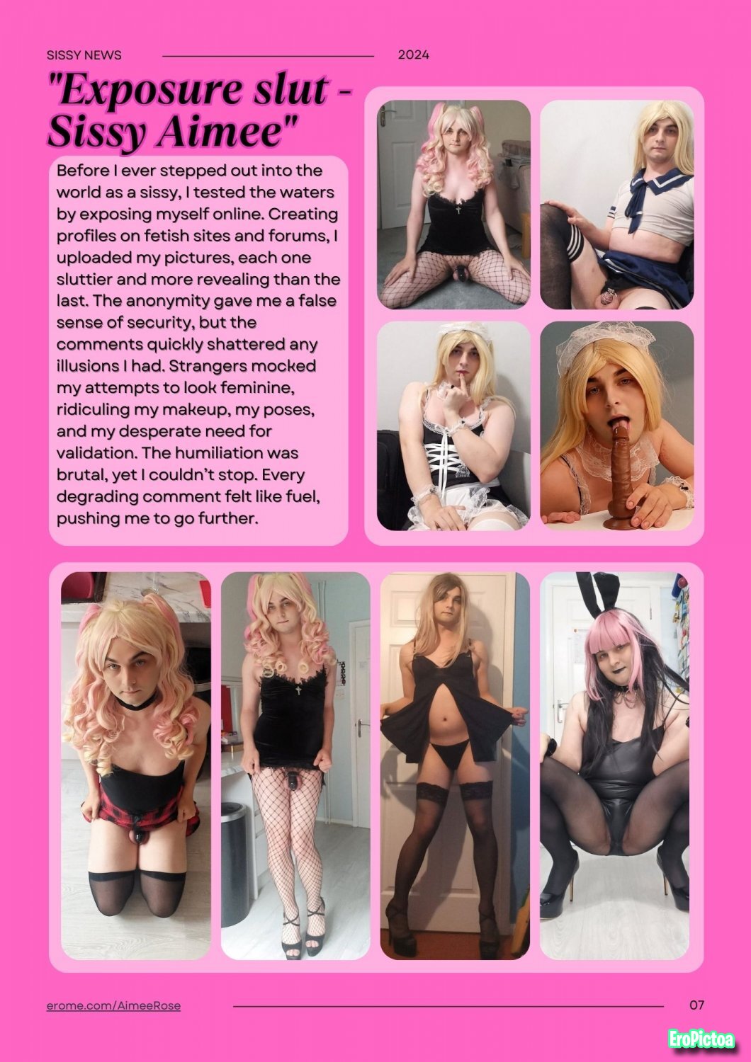 Webslut magazine with captions featuring Sissy Aimee Rose photo featuring sissycaptions
