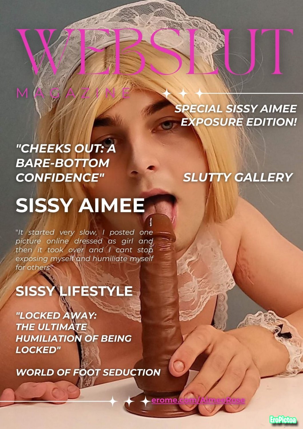 Webslut magazine with captions featuring Sissy Aimee Rose photo featuring sissy