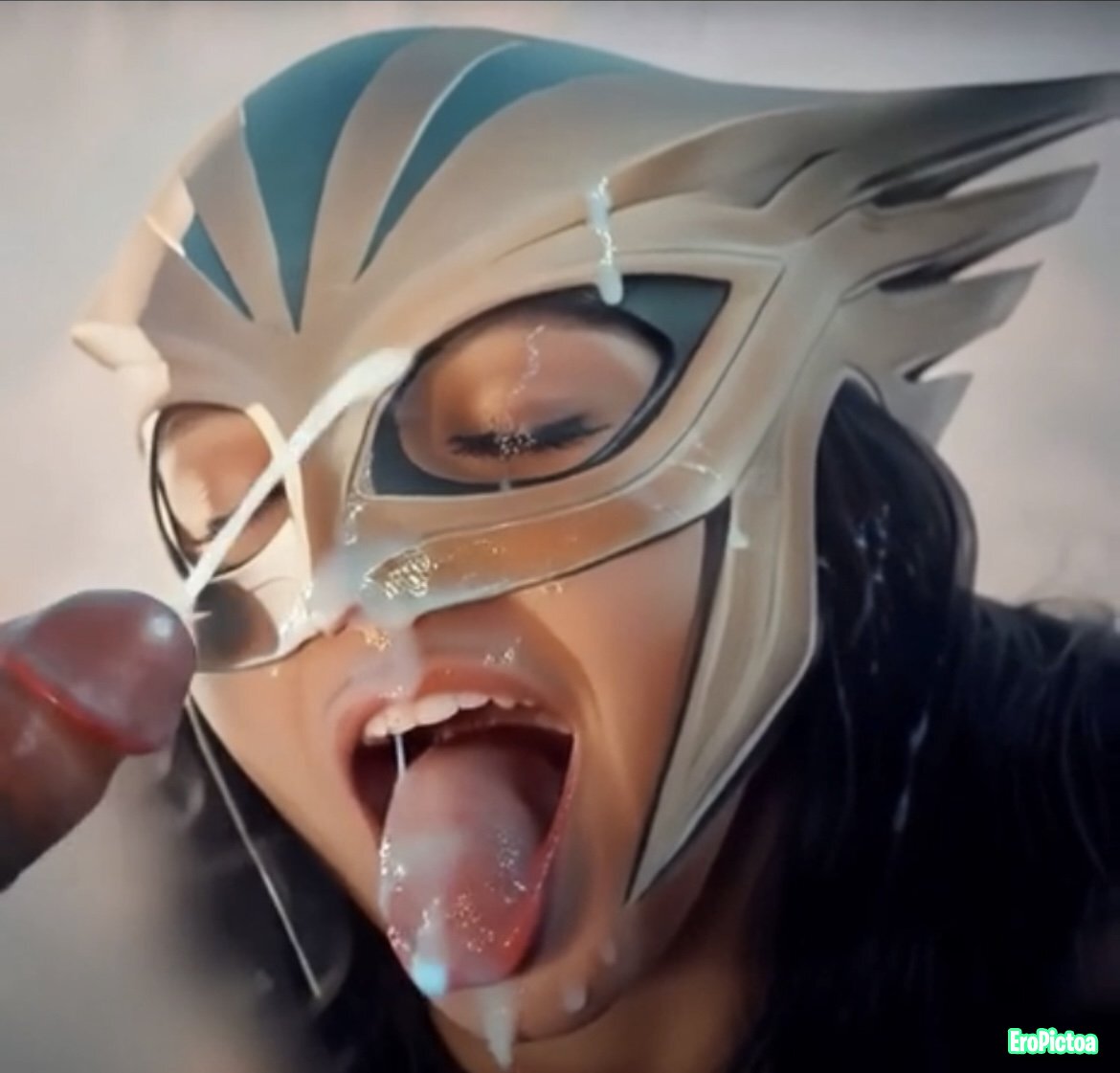 Hawk (tuah) girl gets deepthroated & cum facial AI photo featuring Isabela merced - Part 3