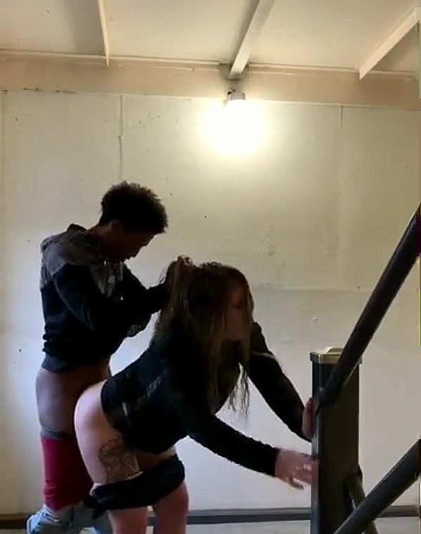 Thumbnail for Cute white college girl fucked in public stairwell😈