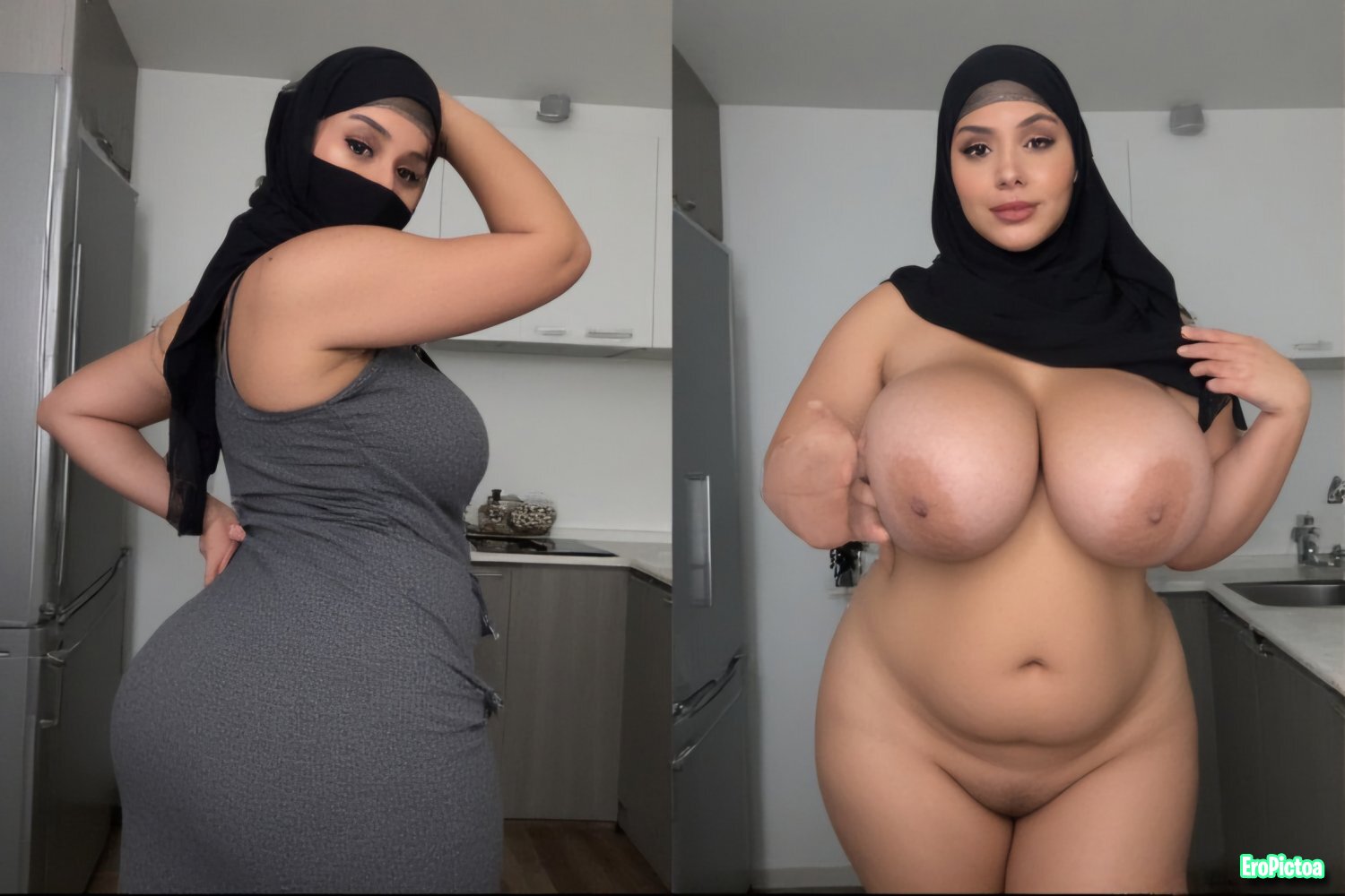 Ai Hijab Dressed/Undressed photo featuring Wife - Part 6